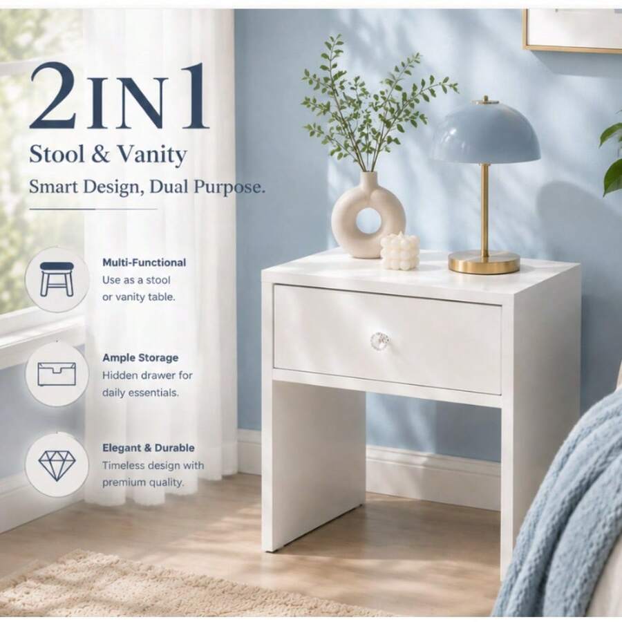 Furniture Hardware Manufacturers - 2-In-1 Storage Stool & Nightstand, Hidden