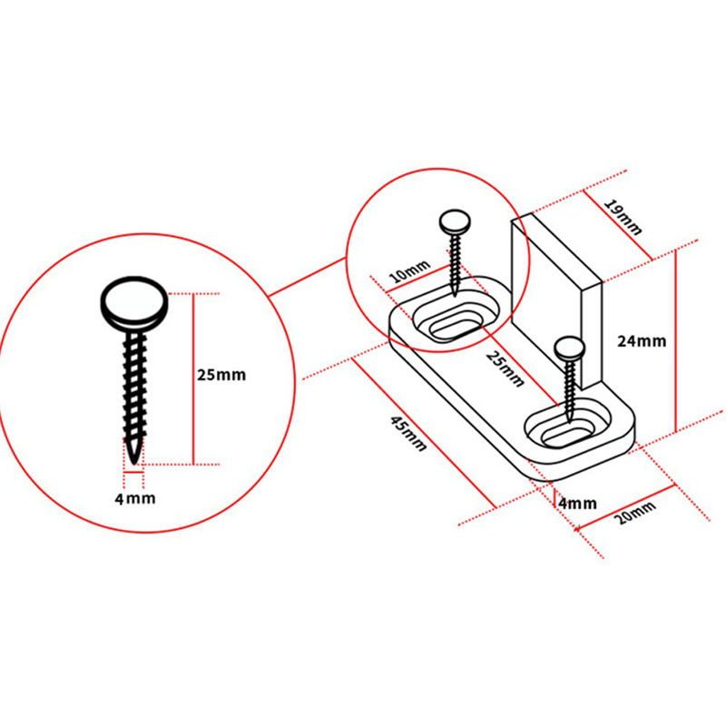 Furniture Hardware Accessories - 2pc Sliding Floor Guide Adjustable Stay