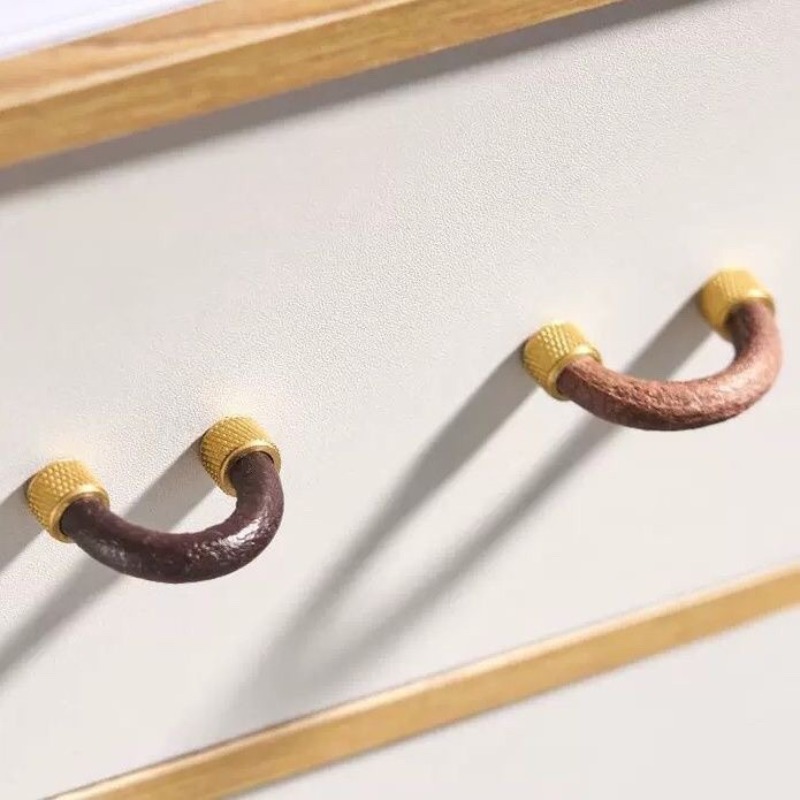 Brass + Leather Cabinet Pulls  - Furniture Hardware Factory review and price
