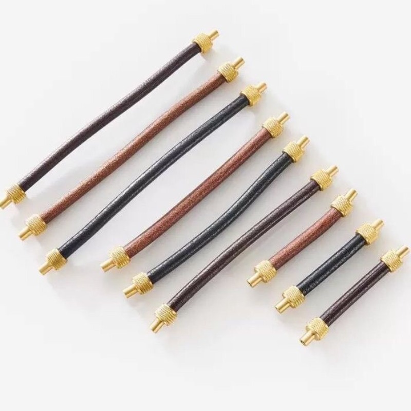 Brass + Leather Cabinet Pulls  - Furniture Hardware Factory review and price